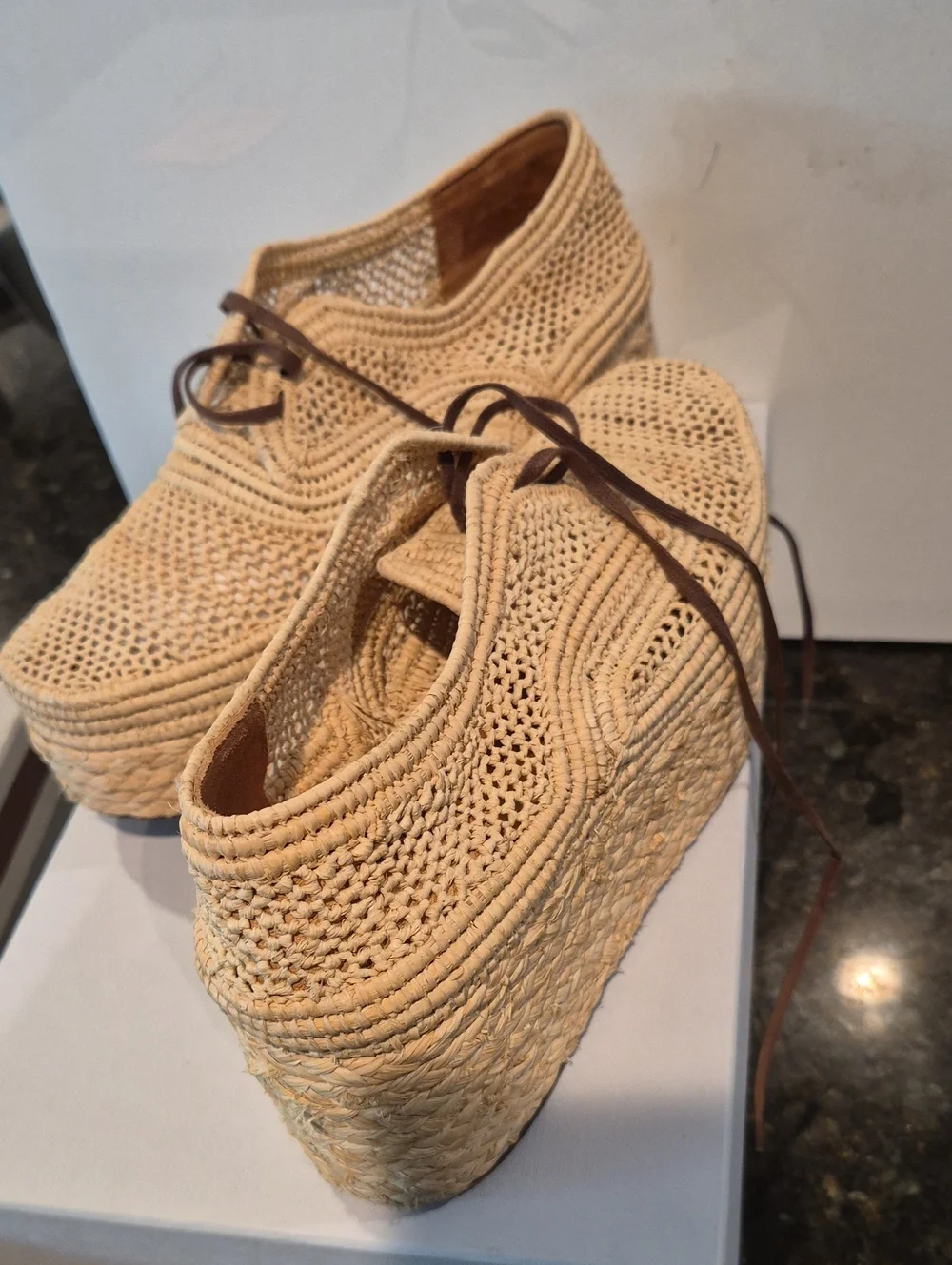 Robert Clergerie Natural Woven Platform Espadrille Sneakers